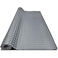 Grandroad auto 4x6 FT Garage Floor Mat, 2.8mm Thickened Flooring Roll Diamond Plate PVC Rubber Trailer Mat, Non-Slip Floor Mat for Garage, Warehouse, Gyms, Boats, Pickup Truck, Gray