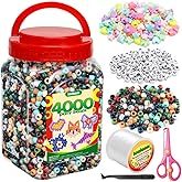 IOOLEEM Earth Tone Colored Bulk Pony Beads - 4000pc Kit for Friendship Bracelets & Jewelry Making, Easy Storage