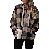 Yanekop Womens Fuzzy Fleece Pullover Oversized Sherpa Jacket Half Zip Pullover Sweaters Winter Faux Fur Jacket Coat