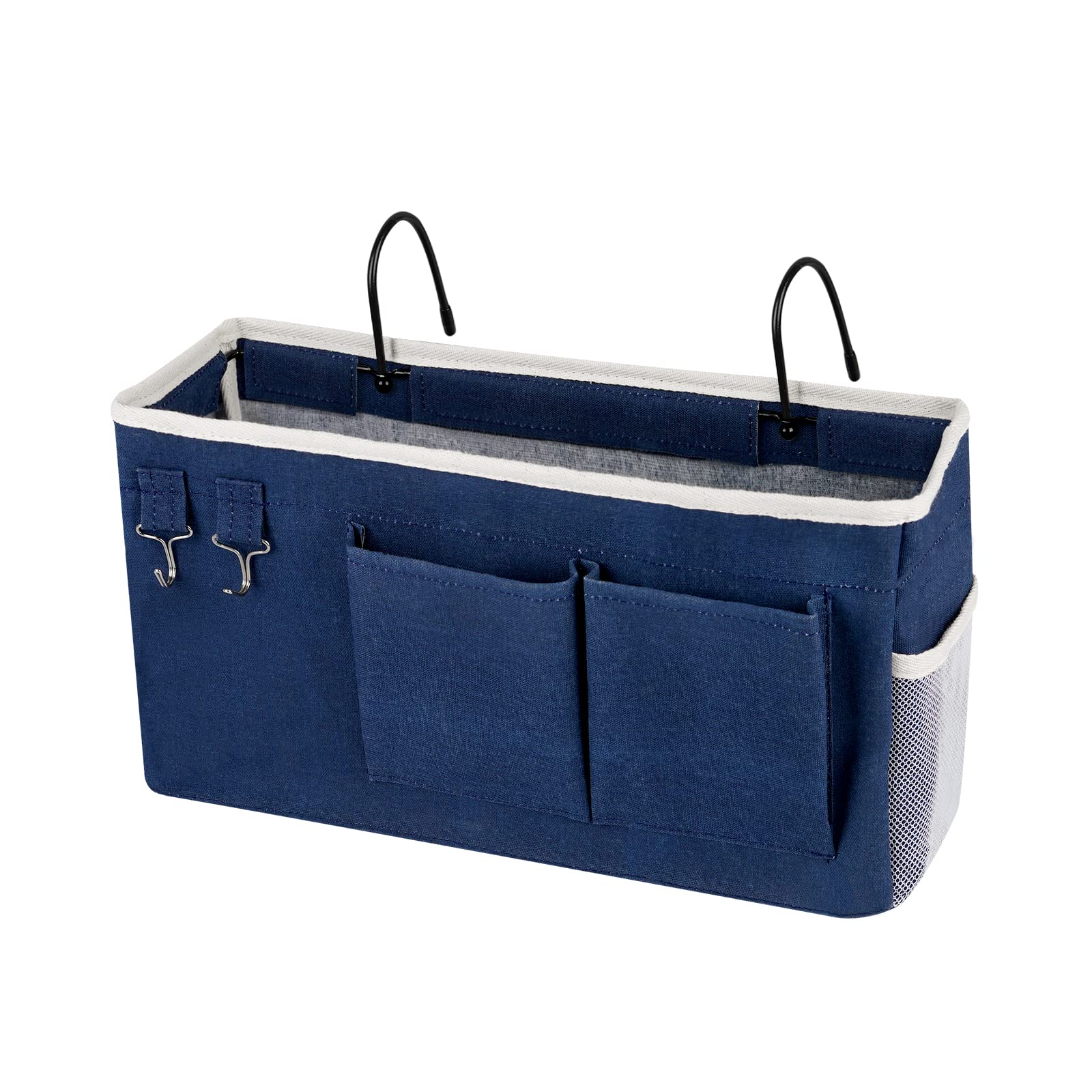 Photo 1 of Ozzptuu Bedside Storage Caddy/Bedside Hanging Storage Bag for Headboards Bunk Beds Dorm Rooms Book Phone Magazine Holder (Navy Blue)