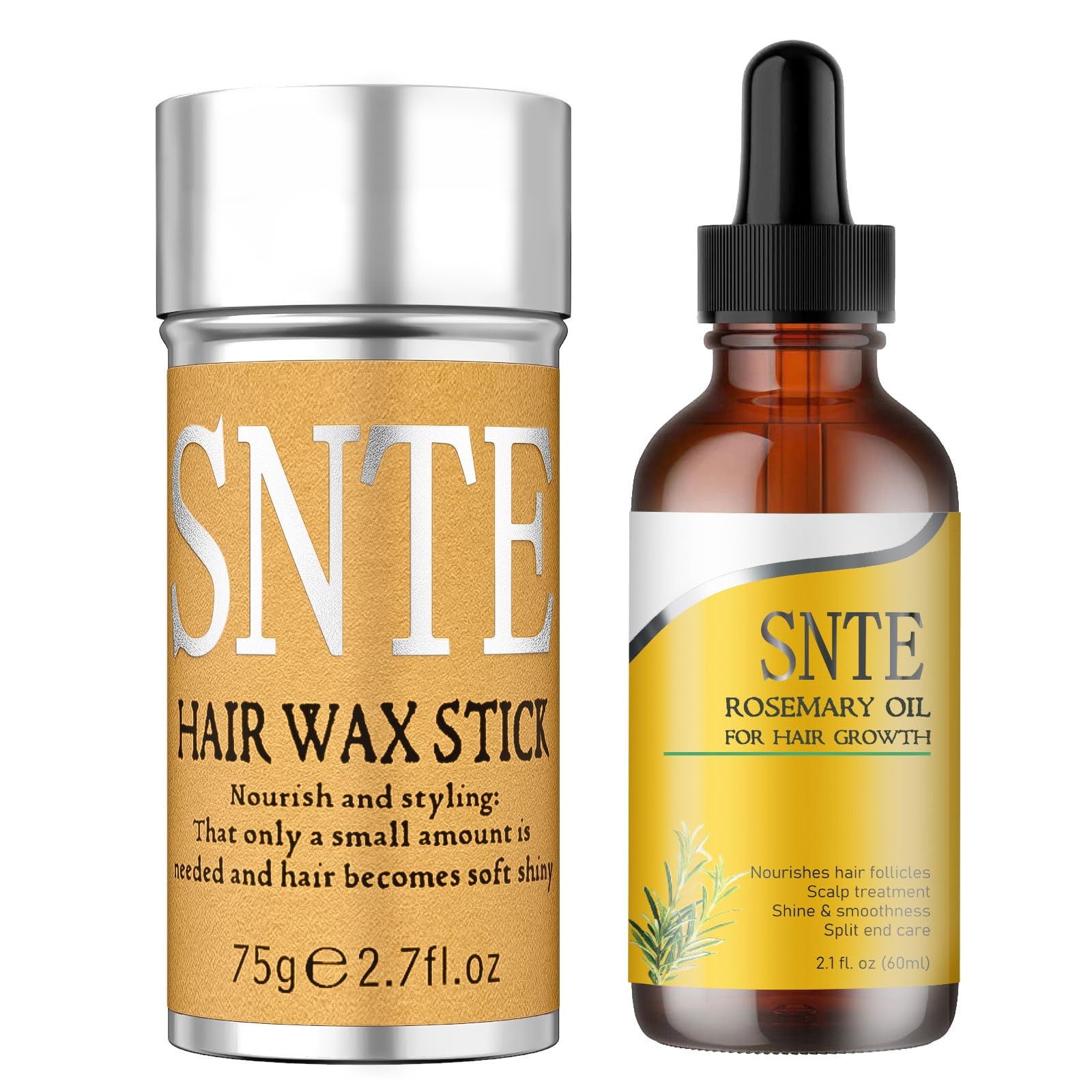 Hair Wax Stick, Rosemary Oil for Hair Growth Set, Styling Wax Stick for Taming Flyaways, Non-greasy Rosemary Oil - Nourishing & Strengthen