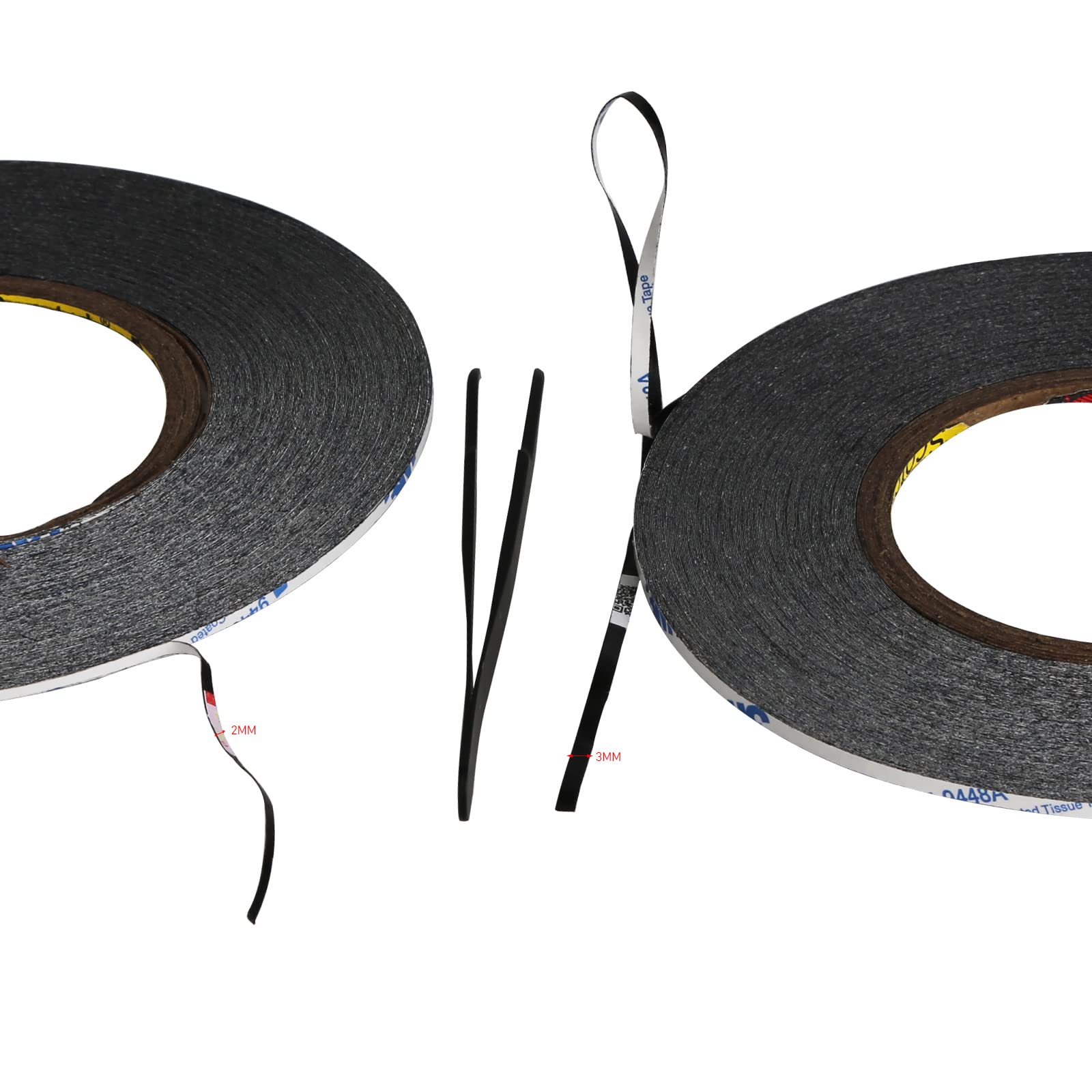 Kaisiking 2pcs 2mm x 50M LCD Repair Tape Phone Screen Adhesive Tape LCD Touch Screen Repair Tape with 1 Tweezers for Cell Phone, iPad, Tablets, Laptops, LCD Screen