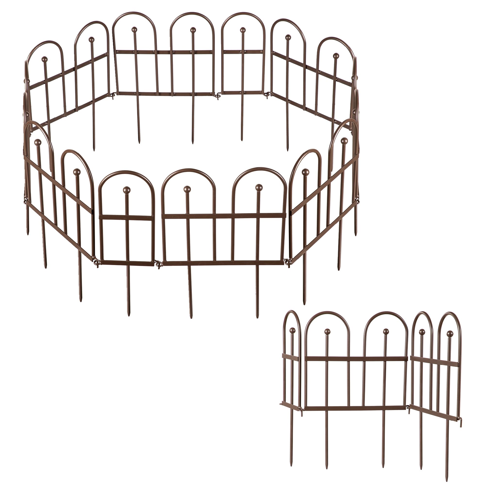 Photo 1 of Evergreen Iron Garden Fence Edging 10" Tall Above Ground, 7.5 feet Long for Flower Bed, Yards, Lawn | Decorative Edging | Rustproof Gunmetal Finish | Decorative Fencing