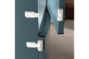 CLYMENE 2 Pack Child Proof Fridge Lock, Refrigerator Fridge Freezer Door Latch to Keep Closed, Refrigerator Door Lock for Toddlers and Aging Seals, Easy to Install and No Unsightly Straps Required (White)