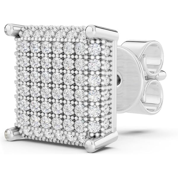 Dazzlingrock Collection Orecchini A Dado Hip Hop In Argento Sterling Con Diamanti Veri 0,30 Carati (Peso Totale)