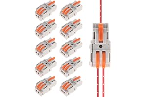 DIANN 10pcs Lever Wire Connectors 1 in 2 Out Circuit Inline Splices Electrical Wire Connector 28-12 AWG Quick Connect Splice Wire Connectors