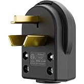 Plugrand ETL Certified Nema 10-30P Plug 30 Amp 125/250 Volt Plug | 3 Pole 3 Wire Grounding Straight Blade Connector for Dryer and Ranges, Work with Cable OD Max. 1.0 Inch