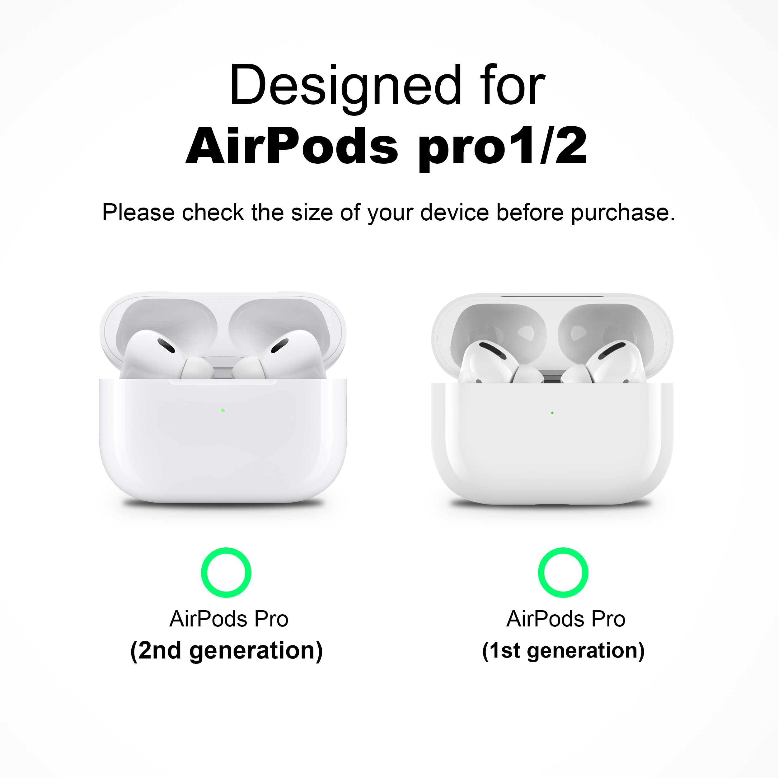 RFUNGUANGO AirPods Pro 2 Case, Soft Silicone Protection Cover | Compatible with 2023/2022/2019 models | USB-C/Lightning Cable | Includes Cleaner Kit & EarTips | Black