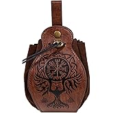 Leather Belt Pouch Medieval Vintage Renaissance Viking LARP Cosplay Costumes Drawstring Coin Purse Phone Holder Waist Bag (Phoenix)
