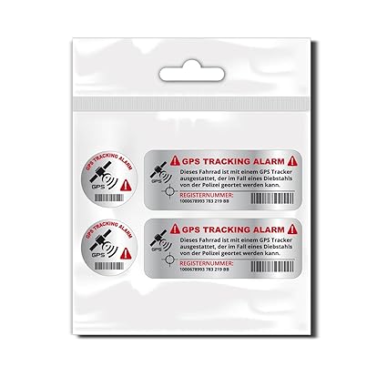 style4Bike GPS Tracking Bike Aufkleber | 4 Stück | Chrom Druck | Fahrradaufkleber