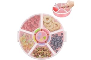 Pawtong Kids Snack Rotator Container Reusable Snack Box with 5 Compartment Dispenser and Lid, Color Matching Opening Lid, BPA and PVC Free, for Toddlers, Babies, Home, School, Travel (1 Pack- Pink)