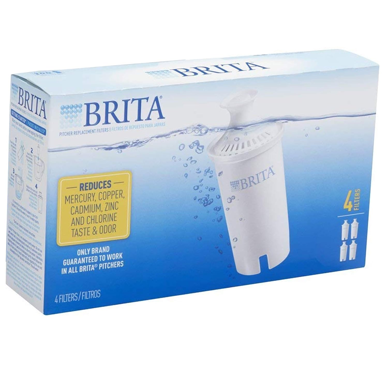 Brita Standard Replacement Filters for Pitchers and Dispensers - BPA Free - 4 Count