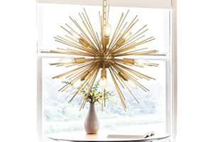 ZIRALIO Modern 20" Golden Sputnik Chandelier 9-Lights Geometric Starburst Chandelier Light Fixture Modern Gold Solid Metal Sputnik Chandeliers for Dining Room, Kitchen, Bedroom, Living Room, E12