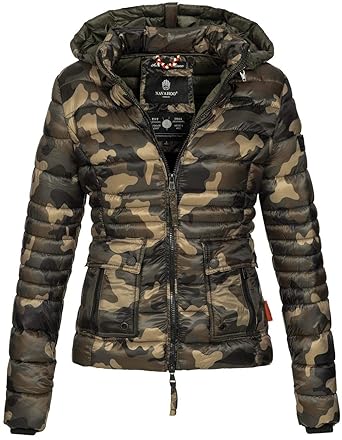 Navahoo Damen Designer Jacke Steppjacke Übergangsjacke gesteppt Kapuze