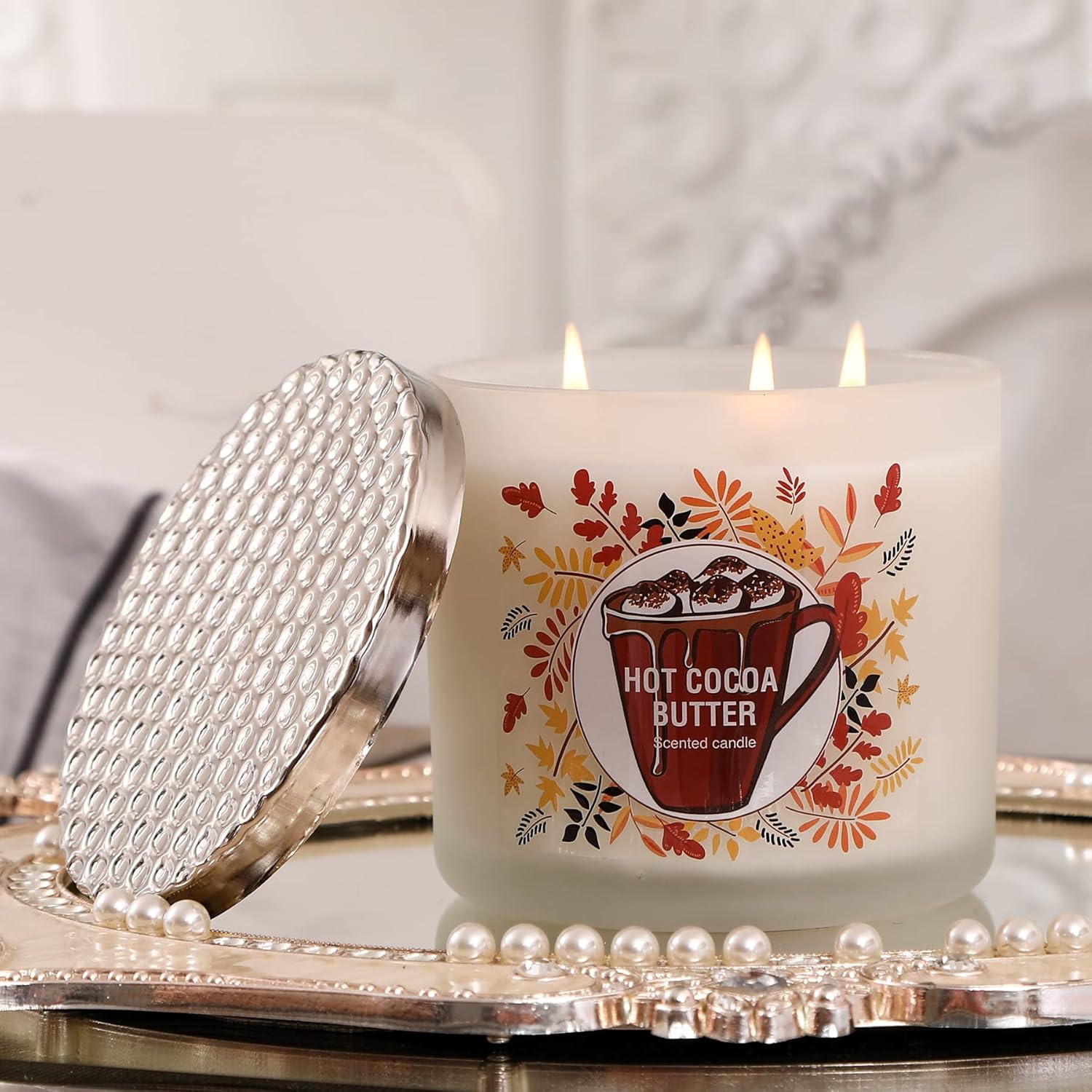 YINUO LIGHT Large Jar Candles, 3 Wick Candles, Soy Wax Aromatherapy Candle, Scented Candles for Relaxation Stress Relief, Hot Cocoa Cream Scented Candle Gift for Women, 14.6oz: Home Improvement
