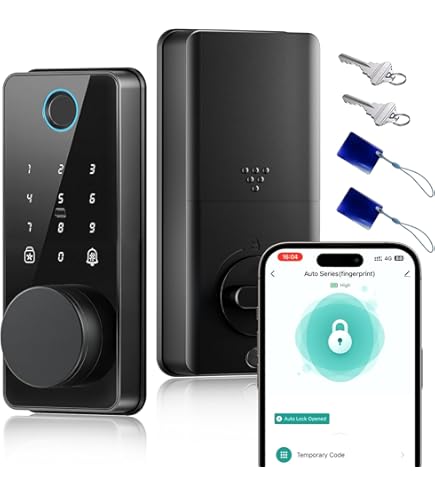 COLOSUS NDL628 Smart Door Lock – Biometric Fingerprint, Keypad, App Control, RFID, And Key – Keyless Entry For Home, Office, Rental Properties (Satin Nickel)