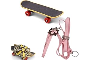 PurrrfectionPet Adjustable Tortoise Leash Funny Skateboard Set, Training Harness Mini Skateboard for Turtle Dragon Bearded Lizard Small Pets, Pet Tortoise Toys, Accessories Tortoises (Pink Large)