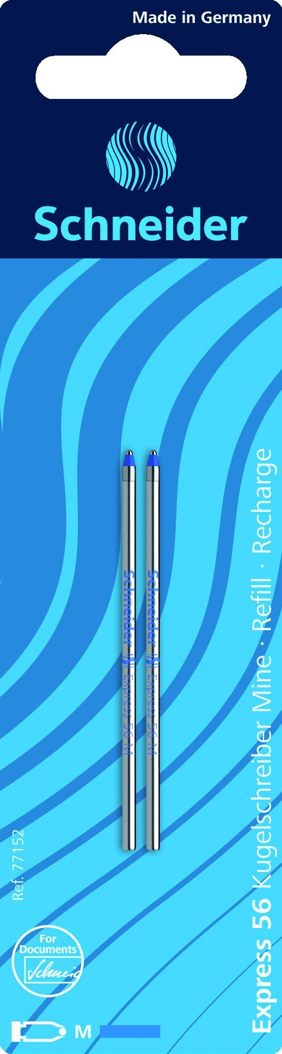 Schneider Express 56 Multi-Coloured Ball Pen Refill, m, Pack of 2, Blue, Blister Packaging