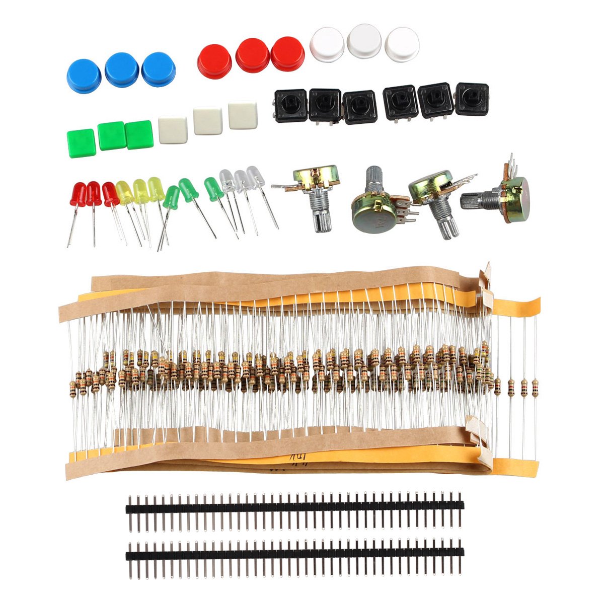 HALJIA DIY Electronic Components Kit with Switches, Potentiometer, LED, Resistors Compatible with Arduino Raspberry Pi