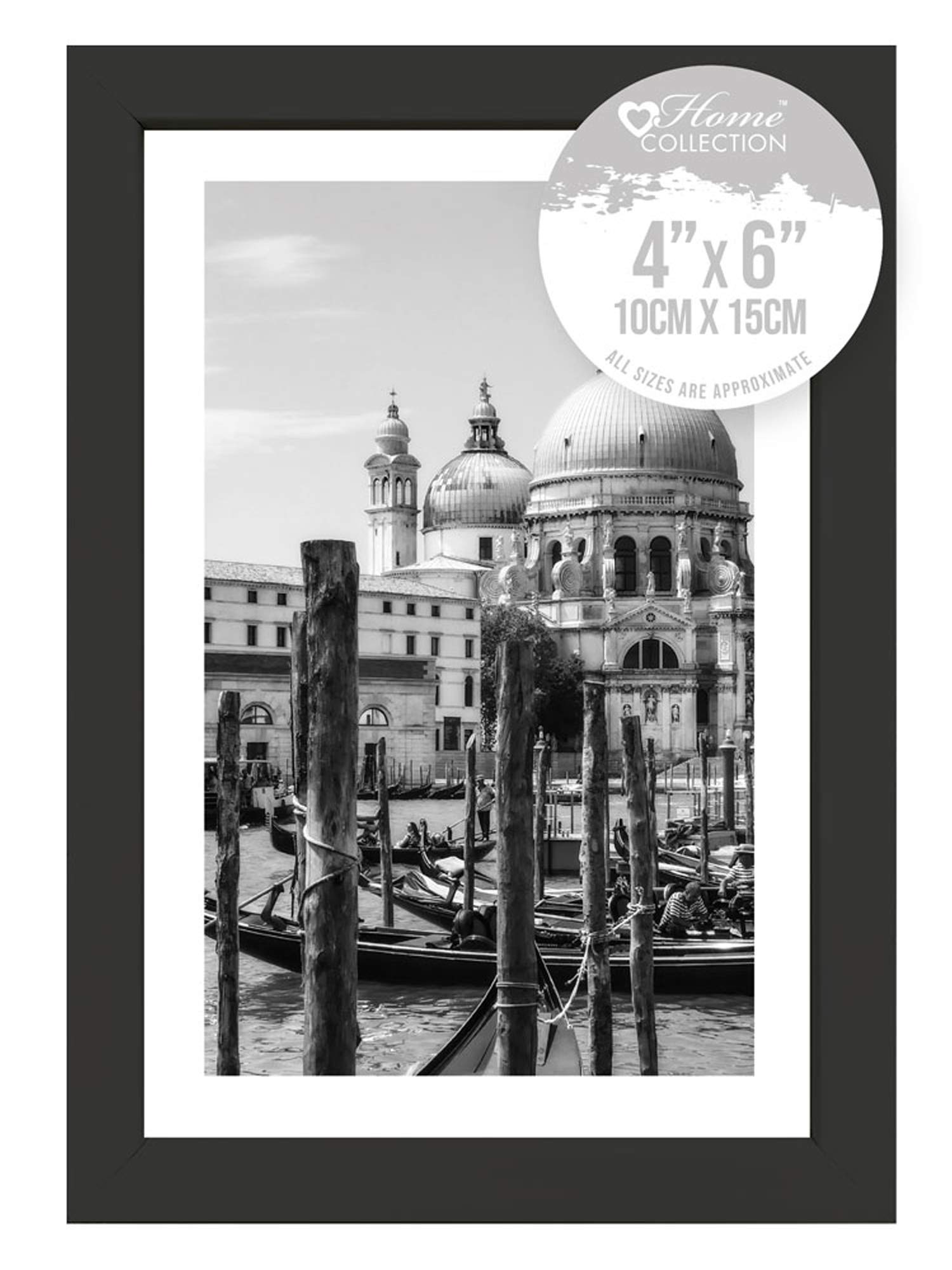 Black Nouveau Simple Design Styrene Photo Frame 4x6"