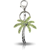Sonoran Souvenirs Palm Tree Green Rhinestone Bling Bag Charm | Tropical Party Favor Gifts, Crystal Purse Charm