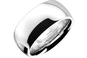 MJ Metals Jewelry Classic Mirror Polished White Tungsten Carbide 2mm to 10mm COMFORT FIT Wedding Band Ring