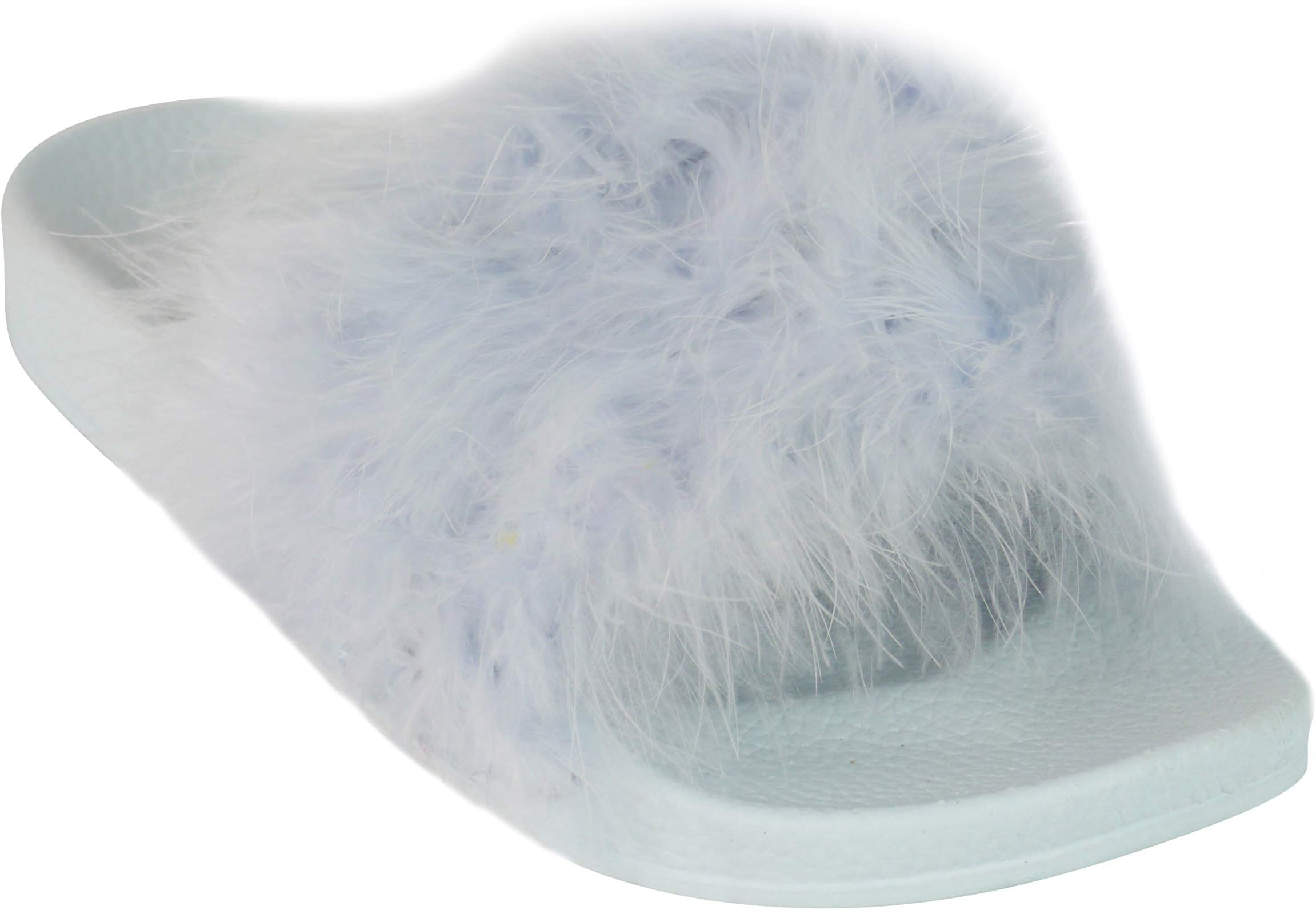 Womens Ladies Long Faux Fur Sliders Sandals Mules