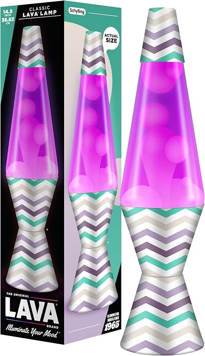 Lava Lamp 2494 White Wax Pink Liquid Decorative Base Cap 14.5in UK Plug