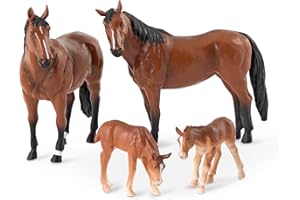Terra by Battat – Realistic Horse Toys – 4 Pieces Plastic Animal Figurines – Farm Playset for Kids – Educational Animal Family Set – Horse Gift & Party Favors for Boys & Girls 3+ Years
