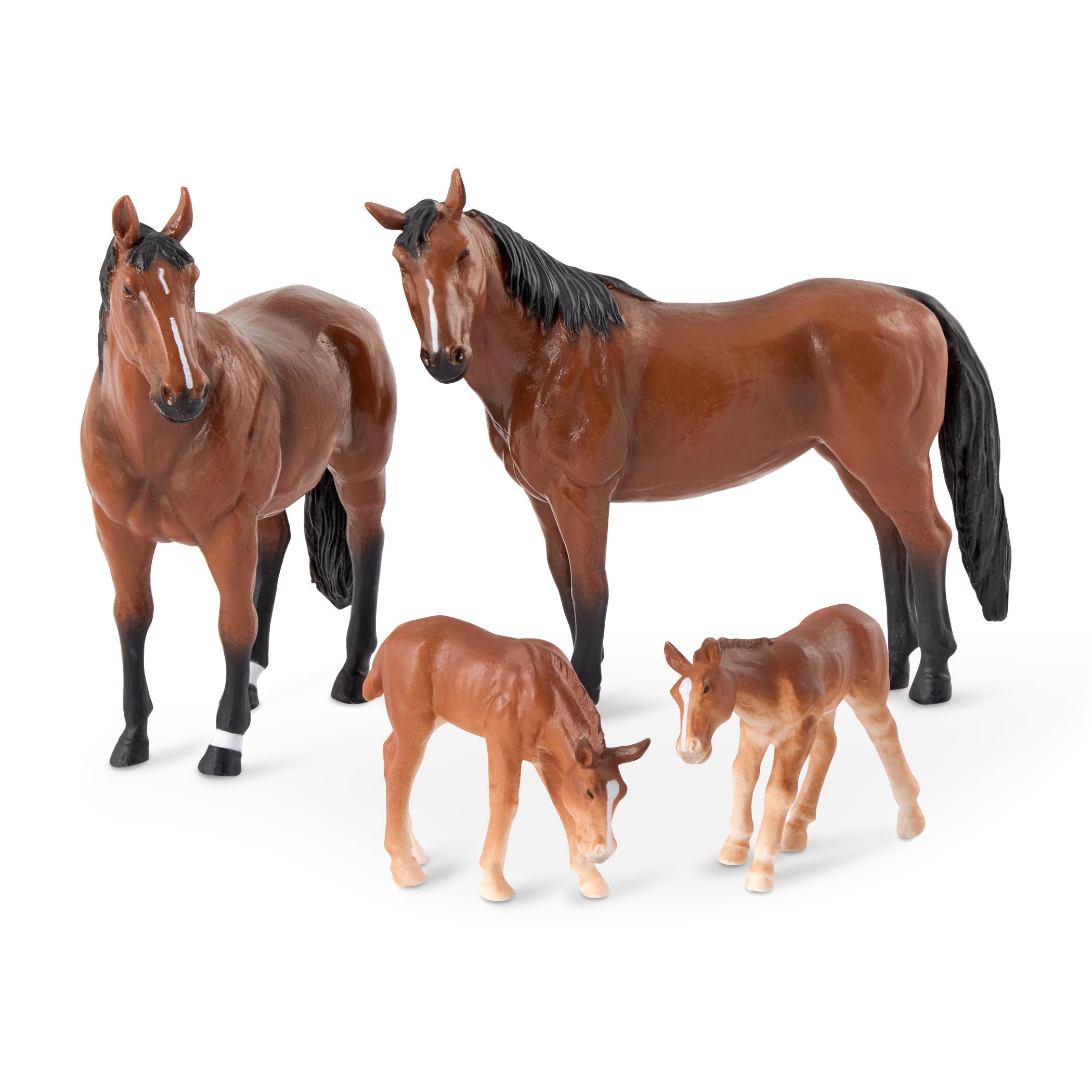 Terra by Battat – Realistic Horse Toys – 4 Pieces Plastic Animal Figurines – Farm Playset for Kids – Educational Animal Family Set – Horse Gift & Party Favors for Boys & Girls 3+ Years