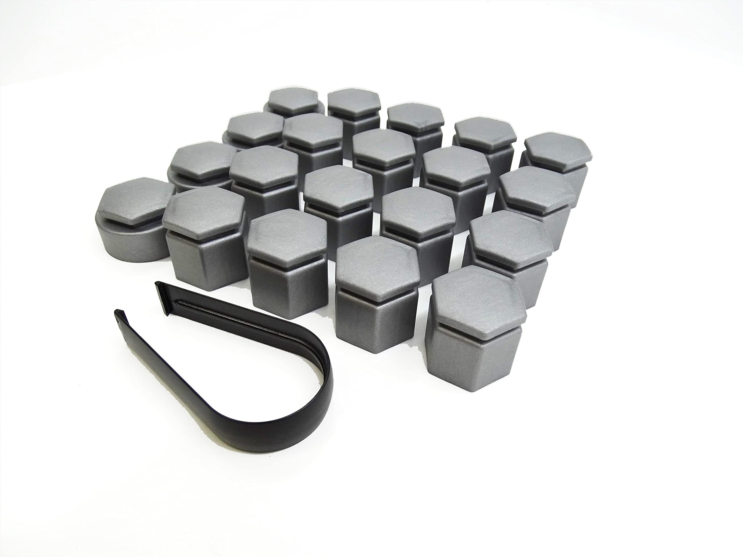 Partsdealers WHEEL NUT COVERS FOR VAUXHALL OPEL ASTRA ZAFIRA C MOKKA INSIGNIA B 2010-2023 LOCKING CAPS x20 19mm + REMOVAL TOOL ALLOY GREY