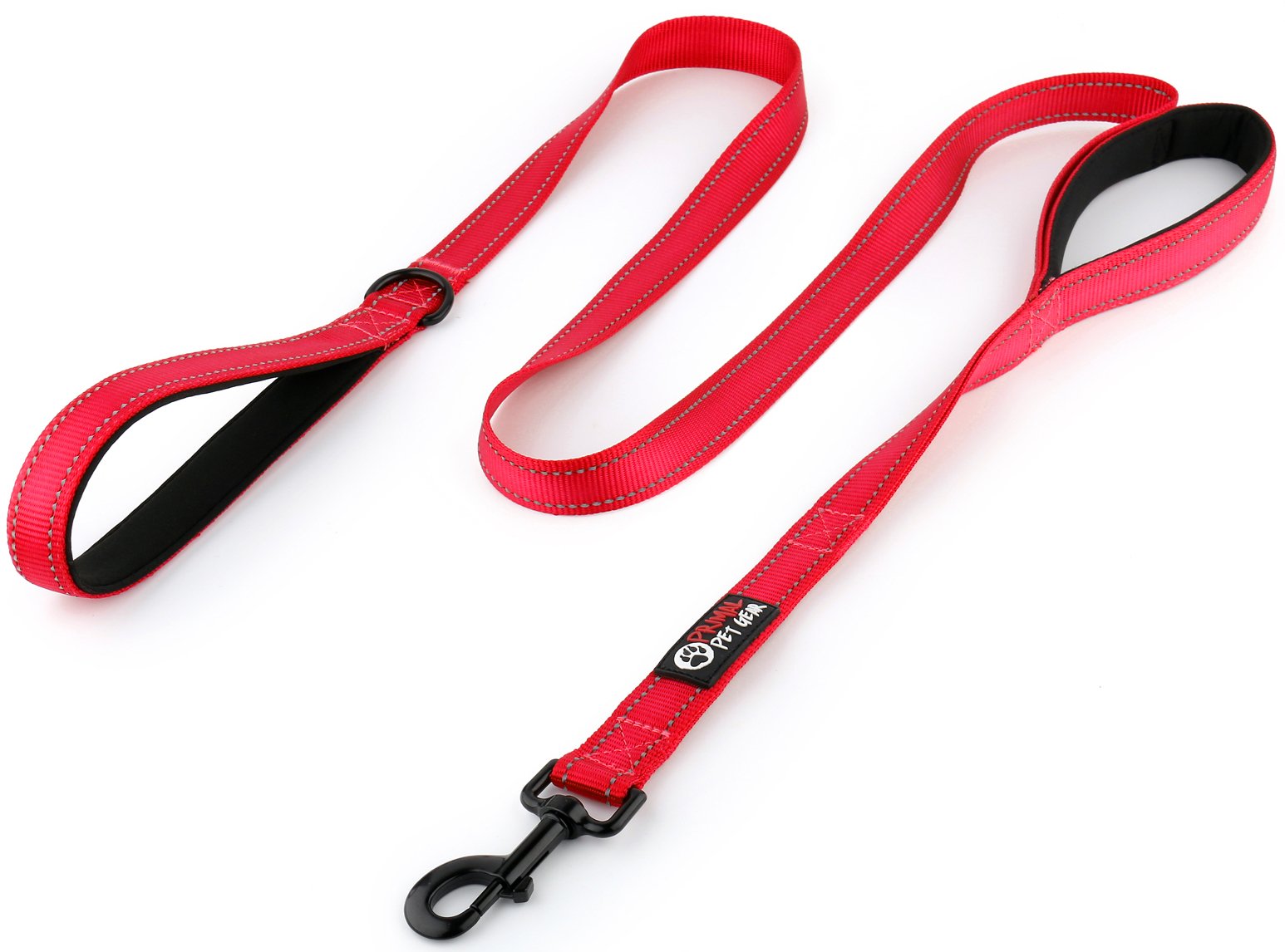 Primal Pet Gear Double Handle Dog Leash 6ft long, Heavy Duty RED