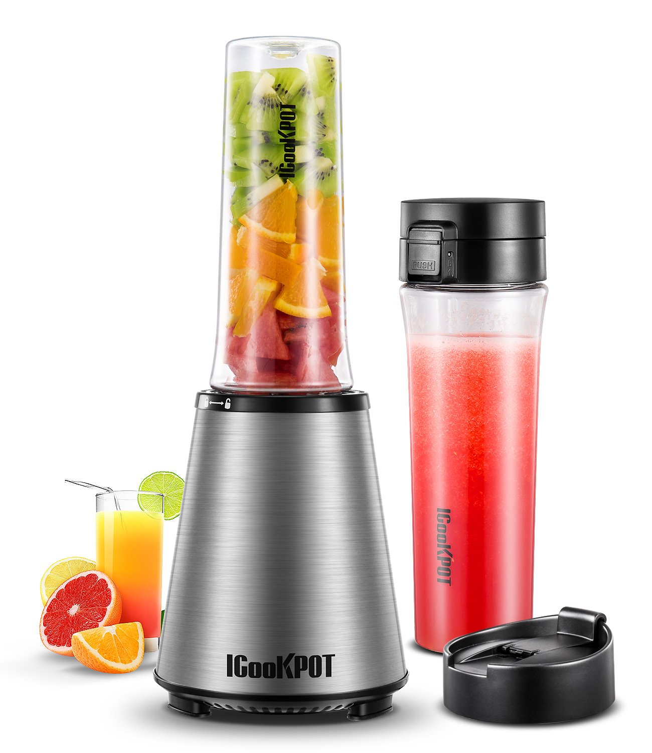 Smoothie Blender with 2 BPAFree Portable Travel Bottles Single Serve