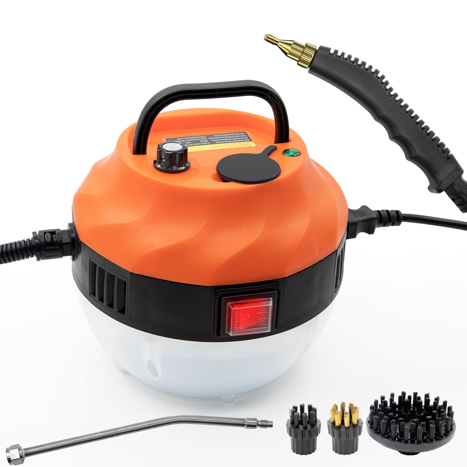 Photo 1 of Steam Cleaner, 2500W High Pressure Steam Cleaner for Home, Steamer for Cleaning with 3 Brush Heads, 2 washers and Extended Rod, Handheld Steam Cleaner for Upholstery, Kitchen, Bathroom (Orange+White)