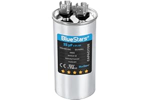 [UL Certified] BlueStars 25 uF MFD ± 5% MFD 370 V VAC or 440 Volt Multi-Purpose Motor Run Round Capacitor - Compatible with Air Conditioner or Heat Pump Condenser