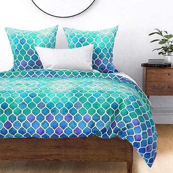 Amazon Com Roostery Duvet Cover Moroccan Blue Watercolor