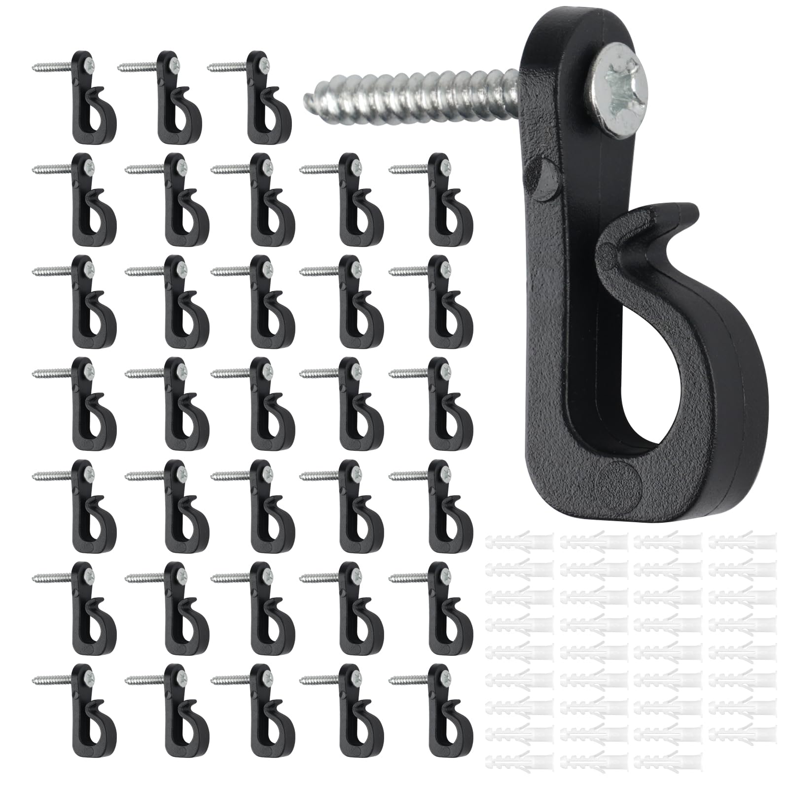 Moosono Q-Hanger 35 Pcs Screw-in Hooks，Fence Hooks for Outdoor Lights, Outdoor Hook, Fence Hanging - Home and Garden Use