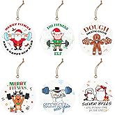 Soaoo 30 Pack Funny Gym Christmas Ornaments Wooden Dumbbell & Weight Lifting Ornaments for Christmas Tree Workout Fitness Gifts for Gym Rats