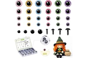 MUCUNNIA Upgraded Glitter Safety Eyes 324 Pcs 6-24mm Safety Eyes for Crocheting with Washers and Size Tools Large Crochet Saf