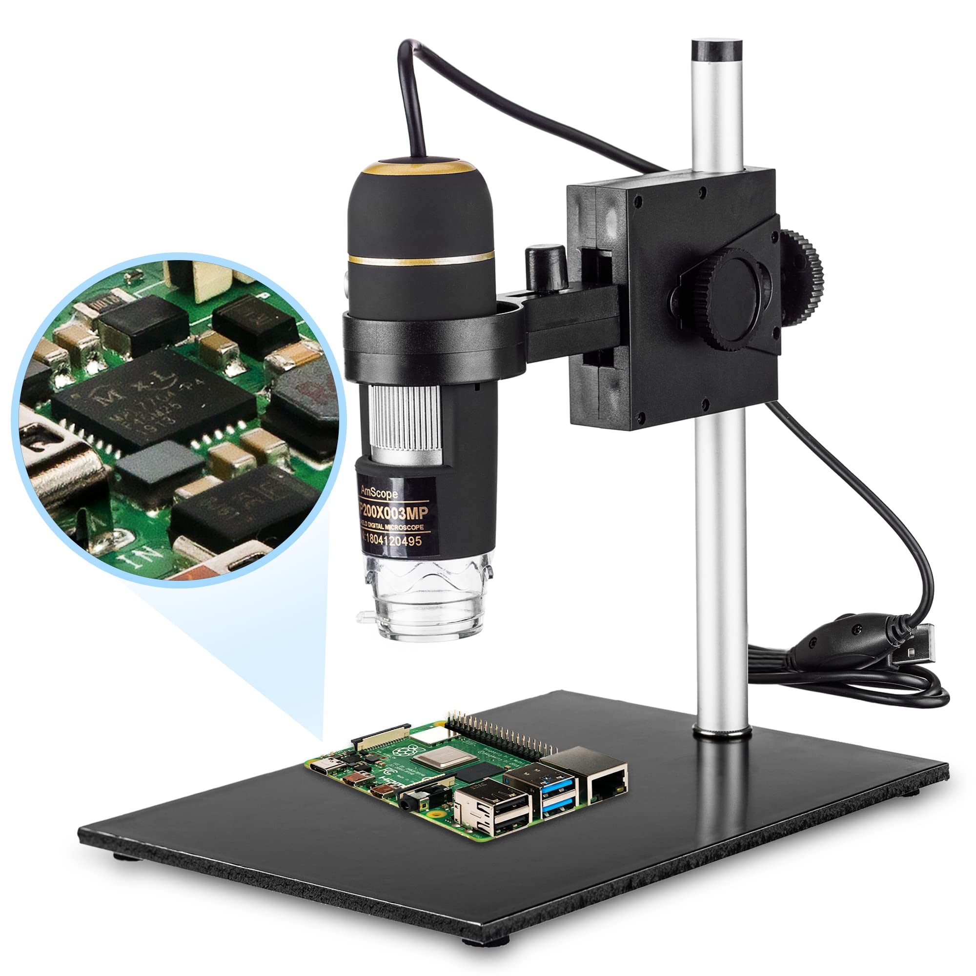 AmScope - 200X 2 MP, 8 LED, Zoom Handheld USB Digital Microscope Endoscope, XP/Vista/7/8 and Mac Compatible