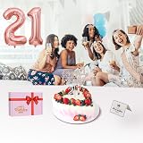 Amosking 21st Birthday Decorations for Her Sash Crown Cake Topper Balloons Kit view 9