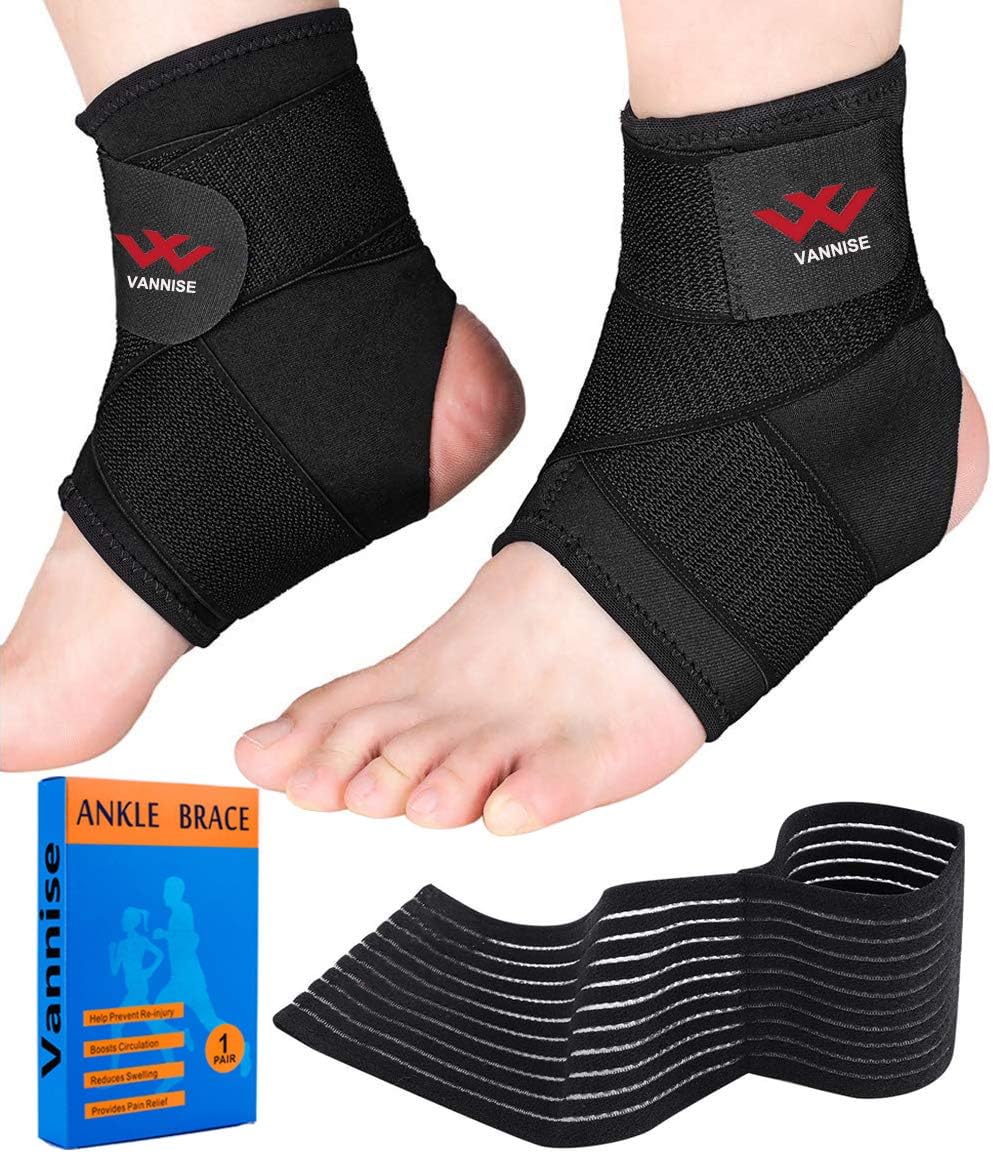 Ankle Brace, 2PCS Breathable & Strong Ankle Support for Sprained Ankle, Stabiling Ligaments, Prevent Re-Injury, Compression Ankle Support Brace with Adjustable Wrap (S): Sports & Outdoors