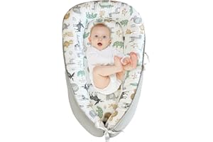 PICKMERA Baby Nests Baby Lounger for Newborn, Snuggle Sleeping Baby Bassinet for 0-24M, Breathable Portable Co Sleeping Bed, Baby Essentials Adjustable Infant Soft Cotton Loungers for Home & Travel -Zoo
