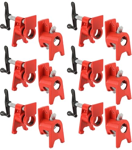 Kingrol 1/2 Inch Pipe Clamps – Set Of 2 Heavy Duty Bar Clamps, Quick Release, Cast Iron, For Woodworking & Carpentry