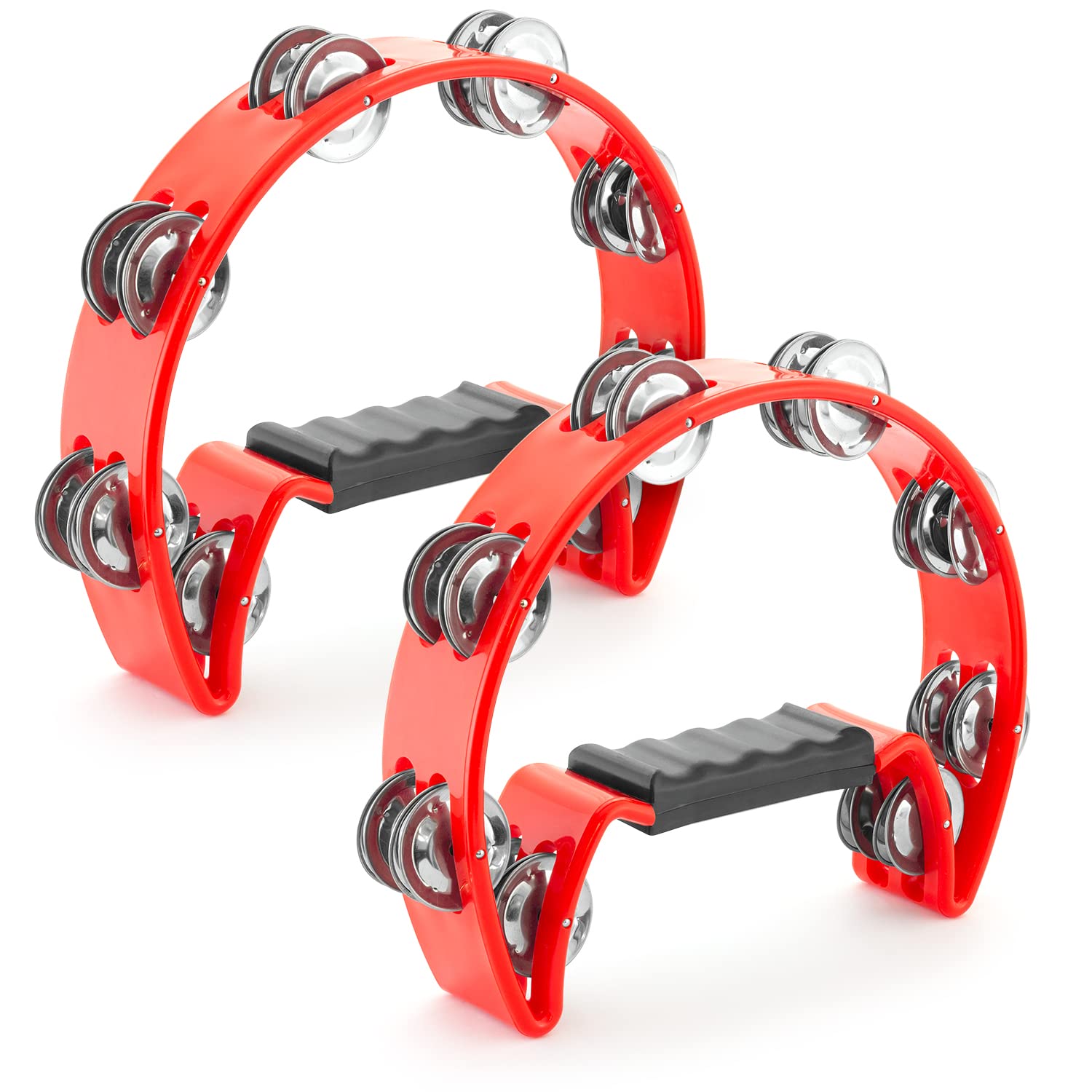 TIGER TAM14-2-RD Half-Moon Tambourines - Red - Pack of 2