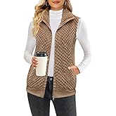 ReachMe Womens Fleece Sherpa Vest Winter Sleeveless Fuzzy Fluffy Checkered Plaid Vest Zip Up Jacket with Pockets