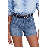 ELLEVEN High Stretchy Jean Shorts for Women, High Waisted Casual Denim Shorts with Front Pockets
