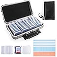 Micscrew 36 Slots Memory Card Case Gray & 36 Transparent Cases & 40 Labels - SD Card Organizer for Camera, Storage Protector for SDXC, SDHC With Label