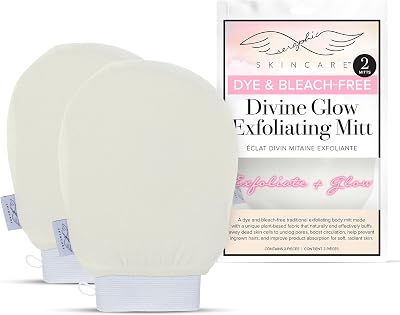 SERAPHIC SKINCARE Divine Glow Exfoliating Mitt 2pcs – Vegan Viscose Body Scrub
