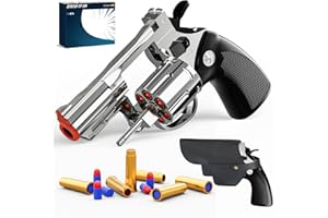 MONOCHILDOING Revolver Toy Gun with Holster Silver - Soft Bullet Western Cowboy Prop Revolver Gun Plastic Play Guns Pistol for Kids Boys Age 6+ Foam Blaster CS Toy Rifle Sniper Small Hand Gun Cosplay Shoot Games